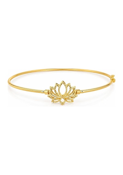 14 Ayar Lotus Çiçeği Oluklu Ajda Altın Kelepçe T14791