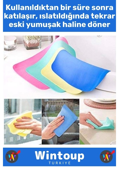Wintoup 3 Kat Emici Tüm Yüzeylerde Etkili Mutfak Banyo Islak Sihirli Bez