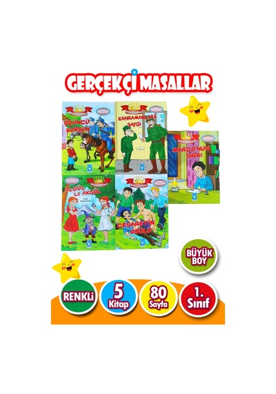 Gerçekçi Masallar Seti 1.sınıflar İçin Büyük Boy Resimli 5 Kitap