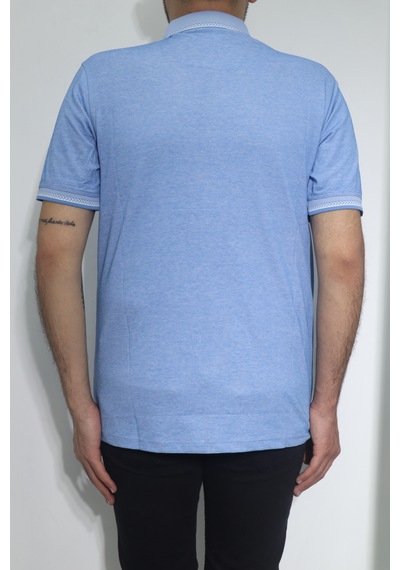 Dmctekstil Santa Erkek Düz Spor Kesim Rahat Kalıp Polo Yaka T-shirt Açık Mavi