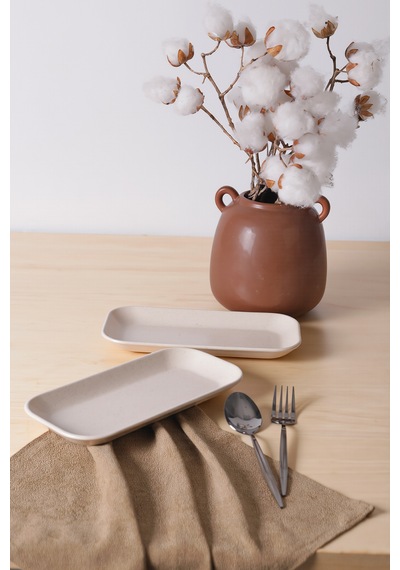 Keramika Mat Krem Pergamon Kayık Tabak 26 Cm 2 Adet 040