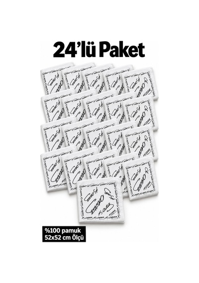 Herşeynota 24 Lü Atatürk İmzalı Beyaz Fular Bandana 52x52 Cm %100 Pamuk Okul Tören Etkinlik Çok Renkli