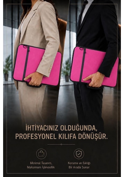 Classone 3in1 Serisi Xyz146 13,14 İnch Uyumlu Tablet, Laptop El Ve Omuz Çantası Pembe