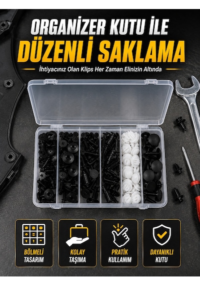 Profesyonel Oto Klips Tamir Seti 6 Farklı Model Plastik Sabitleme Pimi Organizer Kutulu - Lisinya