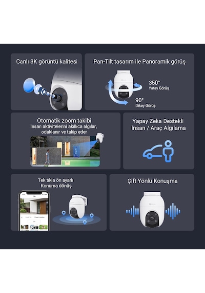 Ezvız C8c 3k 5mp Pan-tilt Wi-fi Dış Mekan Kamerası
