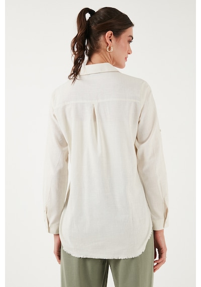 Lela Pamuklu Regular Fit Cepli Bayan Gömlek Cf25S16992 Ekru