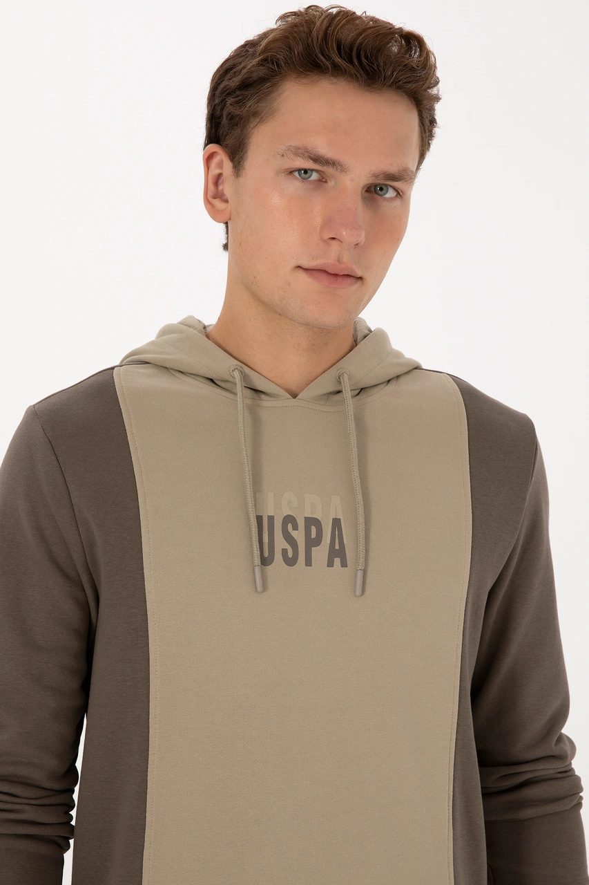 U.S. Polo Assn. Erkek Regular Fit Kapüşonlu Vizon Sweatshirt 50316365-VR052