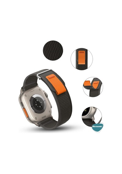 Apple Watch Ultra İçin Kordon Hike Spiral Siyah Watch Ultra İle Uyumlu Kordon - Siyah Çok Renkli