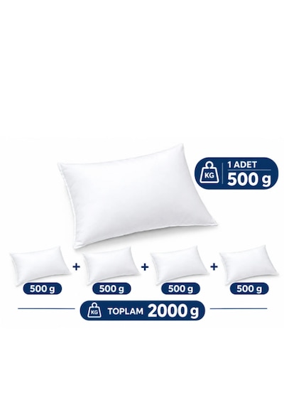 4'lü Elyaf Kırlent İçi Yastığı - Adet 500 Gram - Toplam 2000 Gram Beyaz