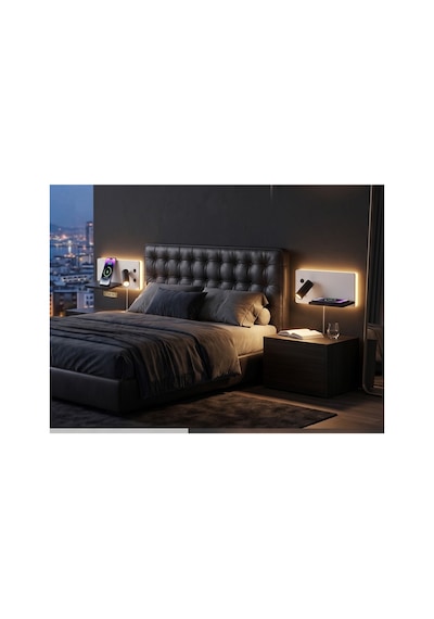 Çok Fonksiyonlu Yatak Başı Led Aplik Ve Duvar Lambası: Kablosuz Şarjlı, Ayarlanabilir Okuma Lambası, Usb Ve Type-c , Modern Beyaz Çok Fonksiyonlu Yatak Başı Led Aplik Ve Duvar Lambası: Kablosuz Şarjlı, Ayarlanabilir Okuma Lambası, Usb Ve Type-c , Modern Beyaz
