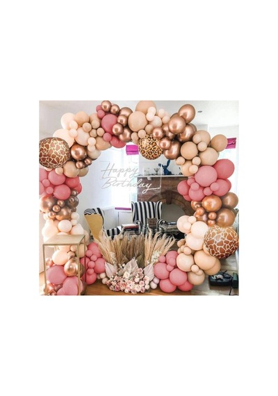 Krom Bronz Toz Pembe Çöl Kumu Ve Sütlü Kahve Balon Zinciri 100 Adet Mix