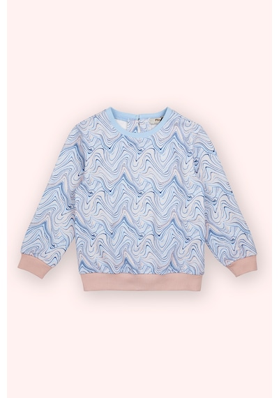 Kız Bebek Baskılı Mavi Sweatshirt Çok Renkli 2511GB08004
