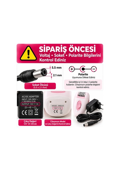 Philips Beauty Epilatör Epilasyon Ağda Kıl Alma Cihazı Uyumlu Şarj Aleti Adaptörü 12v 1a