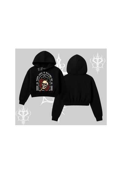 Tarzsokak Kapşonlu Crop Sweatshirt Your Love Is Killing Me Dead Romance Siyah Tarzsokak Kapşonlu Crop Sweatshirt Your Love Is Killing Me Dead Romance Siyah