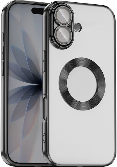 Apple Uyumlu iPhone 17 Kılıf Kamera Korumalı Logo Gösteren Zore Omega Kapak Siyah