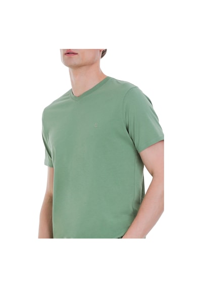 Hatemoğlu Yeşil Regular Fit 100% Pamuk V Yaka Tişört 1996548 Yeşil-03