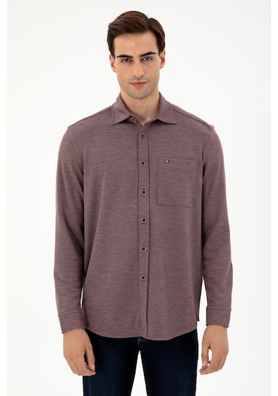 U.S. Polo Assn. Erkek Bordo Comfort Fit Cepli Örme Gömlek 50306264-VR014