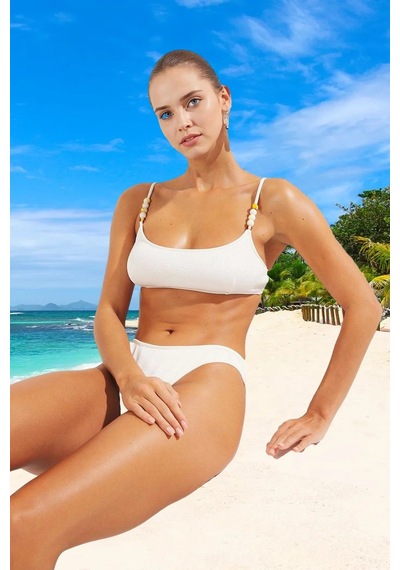 Ersefa Tasarım Bikini Takımı Hızlı Kuruyan Yaz Koleksiyonu Klora Dayanık Ekru