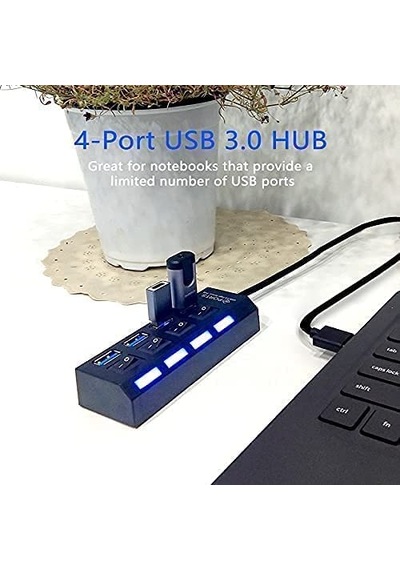 Port-13 4 Port Hub Usb 3.0 Çoğaltıcı Çoklayıcı Pg-288-30 Santimetre Siyah Renk