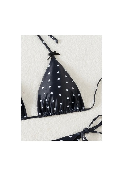 Lilly Siyah Beyaz Puantiyeli Bikini Takımı Siyah Siyah