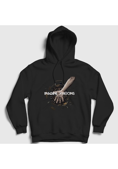 Presmono Unisex Friction Imagine Dragons Kapüşonlu Sweatshirt Siyah