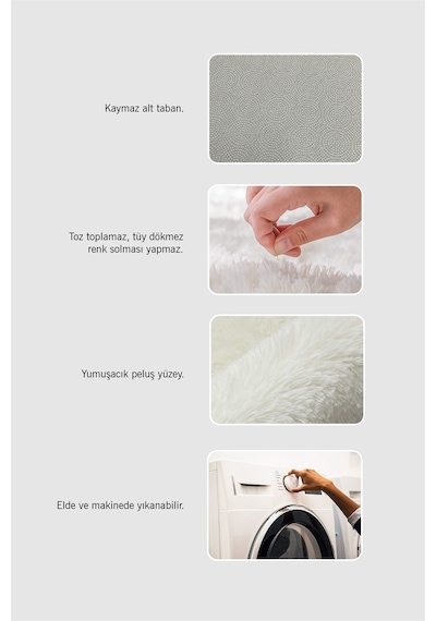 Beyaz Ayıcık Şekilli Peluş Halı-755 Renkli