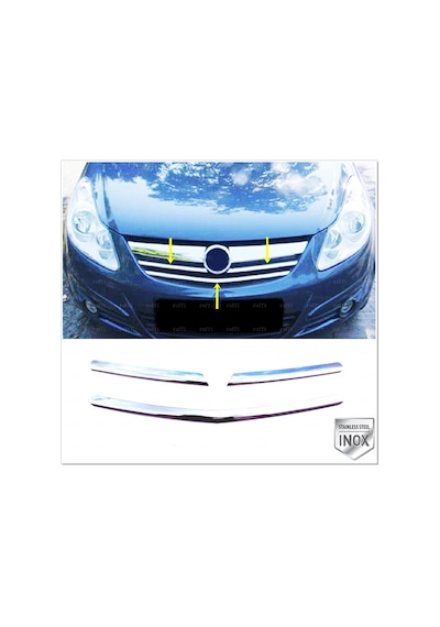 Opel Corsa D Krom Ön Panjur 3 Prç. 2006 - 2014 Arası P.Çelik Opel Corsa D Krom Ön Panjur 3 Prç. 2006 - 2014 Arası P.Çelik