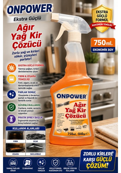 Onpower Ağır Kir Çözücü 750 Ml X3 Set Çok Amaçlı Yağ Ve Kir Temizleyici