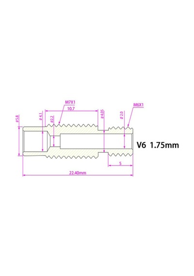Koodmax 3d Yazıcı E3d V6 M7x22mm Barel - 4.1mm