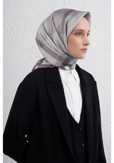 Armine Sura İpek Eşarp -2025/2026 -9418 Gümüş