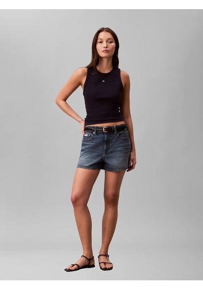 Calvin Klein Sl Monogram Patch Wa Lacivert Kadın Kolsuz Tişört