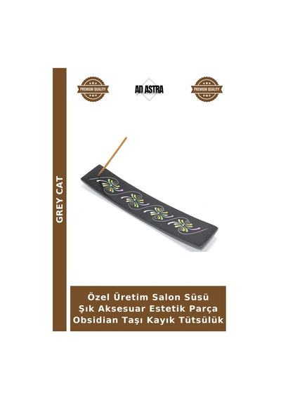 Özel Üretim Salon Süsü Şık Aksesuar Estetik Parça Obsidian Taşı Kayık Tütsülük