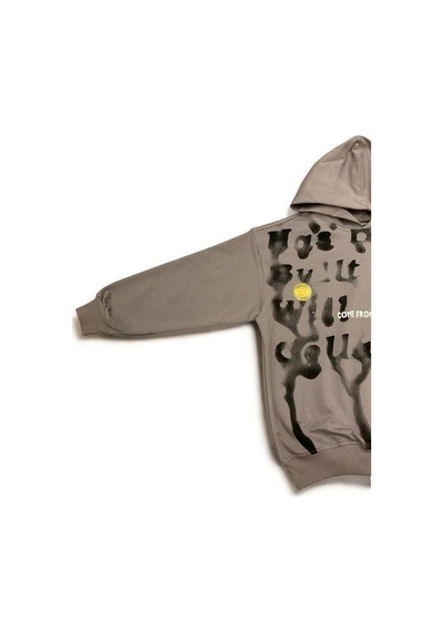 Carinos Erkek Çocuk Oversize Kalıp Kapüşonlu Batik Desenli Sweatsirt-14848 Gri