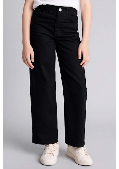 Defacto 90s Wıde Leg İspanyol Paça Gabardin Pantolon Kız Çocuk G0603a826spbk27 Siyah-bk27