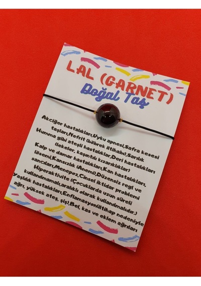 Gümüştel El Sanatları Sertifikalı Lal Garnet Taşı Bileklik 12mm Orijinal Doğal Taş Çok Renkli