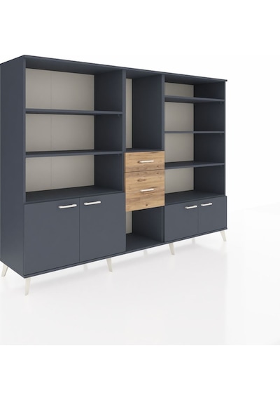 Hyperion Dolap 10 Raflı 2 Çekmeceli 4 Kapaklı 220x44x163 Antrasit Antrasit-antrasit/çam Hyperion Dolap 10 Raflı 2 Çekmeceli 4 Kapaklı 220x44x163 Antrasit Antrasit-antrasit/çam