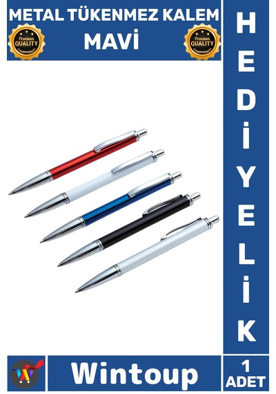 Kalem Lüks Şık Tasarım Ofis İş İmza Yazım Gereçleri Kaliteli Ergonomik Metal Tükenmez Kalem Mavi Çok Renkli
