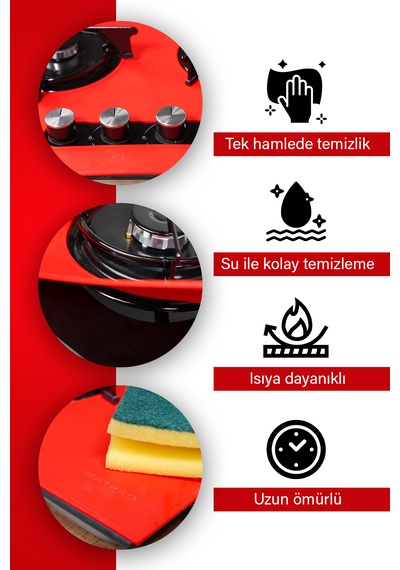 Kumtel Set Üstü Ocak Koruyucu Silikon Mat Kırmızı