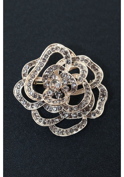 Bronz Ahenk Gül Broş, Lüks Çiçek Motifli Kristal Taşlı Kadın Yaka İğnesi Çiçekli Broş. Çok renkli