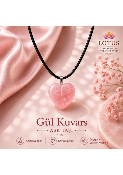 %100 Doğal Taş Kalp Kolye Koleksiyonu Ametist, Gül Kuvars & Kaplan Gözü... Pembe