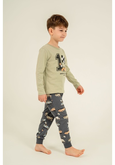 Rolypoly Erkek Çocuk Speedway Racing Club Yeşil Uzun Kol Pijama Takım Rp3875-c-v2 Rp3875-c-v2