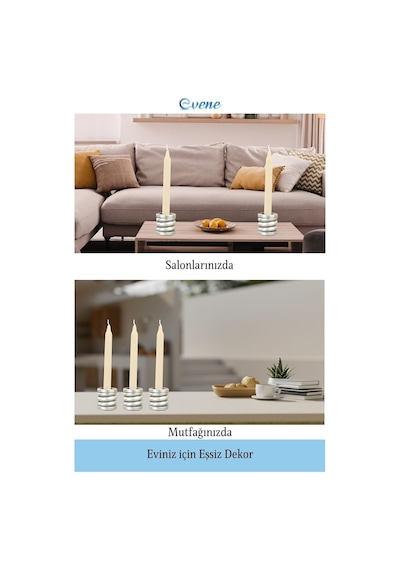 Eskitme Mumluk Şamdan 3 Adet Tealight Ve İnce Mum Uyumlu Spiral Model - Gümüş Eskitme