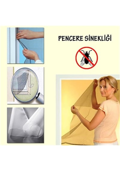 Pratik Kullanımlı Çift Kanat Pencere Sinekliği 100 X 150 Cm (457405664)