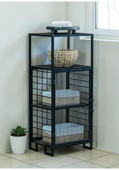 Dekoratif Metal Çok Amaçlı Dolap 4 Raflı Organizer Siyah Dekoratif Metal Çok Amaçlı Dolap 4 Raflı Organizer Siyah