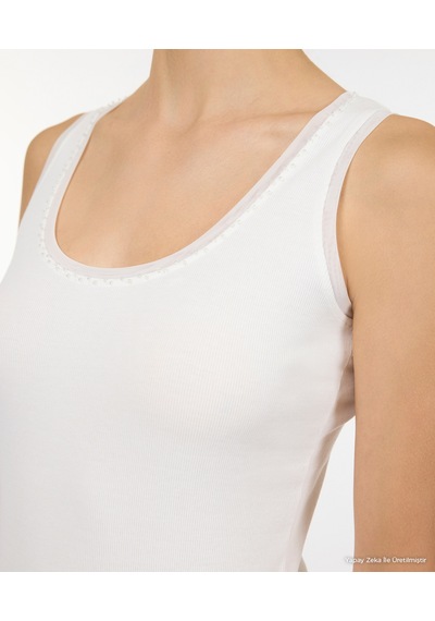Yargıcı Regular Kare Yaka Kolsuz T-shirt 26kkts9024x 002 Beyaz