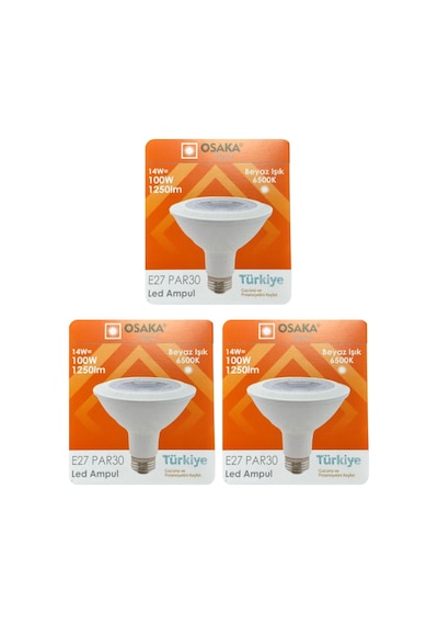 3 Adet Osaka 14w 100w Beyaz Işık 6500k E27 Duylu Kalın Duy Led Par30 Ampul