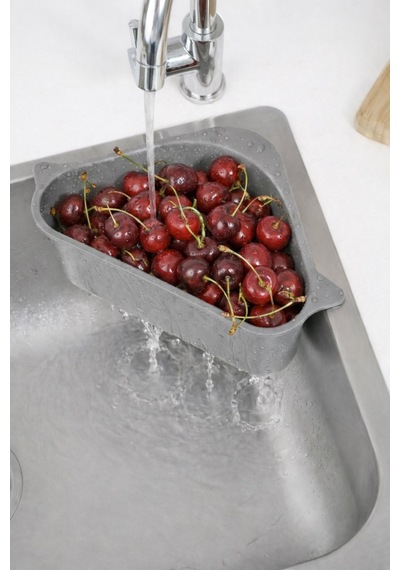Sas Haus Vantuzlu Üçgen Lavabo Süzgeci Mutfak Evye Köşe Süzgeci Gri Gri