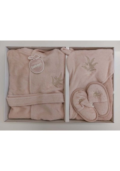 Bebessi %100 Pamuk Bornoz Seti Pudra Pembe Bbss.ppmb.3980 Pembe