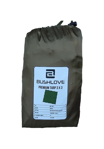 Bushlove Bushcraft Premium 4 Mevsim Tarp Tente 3m 3m Haki