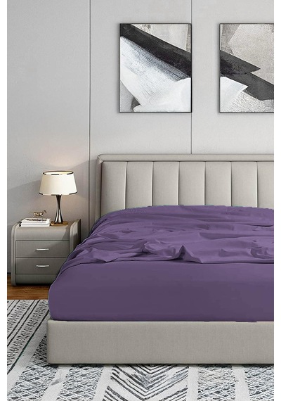 Soley Jersey %100 Pamuk Çift Kişilik 180 X 200 Lastikli Çarşaf Mürdüm Renkli